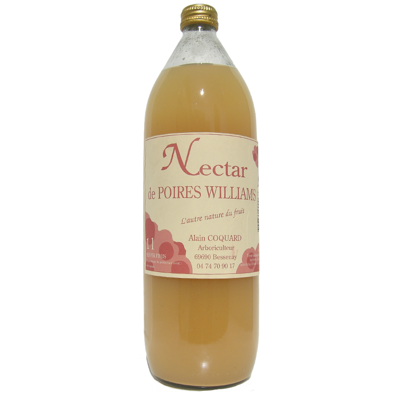 Bouteille 1 litre pur nectar poires Williams Alain Coquard La Cerise Bleue Bessenay