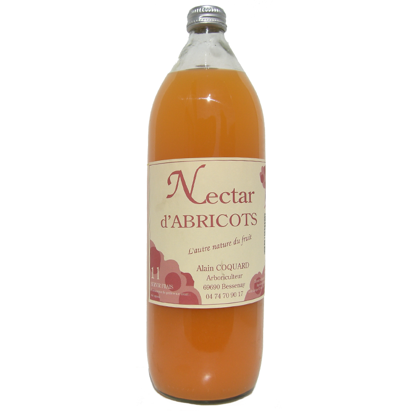 Bouteille 1 litre pur nectar abricots Alain Coquard La Cerise Bleue Bessenay