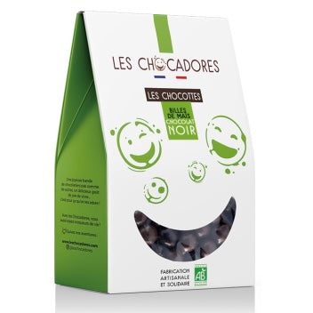 Click & POULETTE - Chocadores ESAT Hélène RIVET - Chocottes - Billes de Maïs soufflées type Malteser - Chocolat noir - Bio - 5 euros / 100g