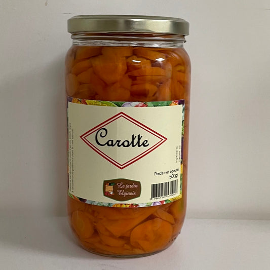 Le Jardin Elginois à Legny (69620) produit et transforme ses légumes. Les carottes en rondelles sont proposées en bocaux de 500g. Ingrédients : carottes, sel. À retrouver chez Click & POULETTE à 4,15 euros / bocal