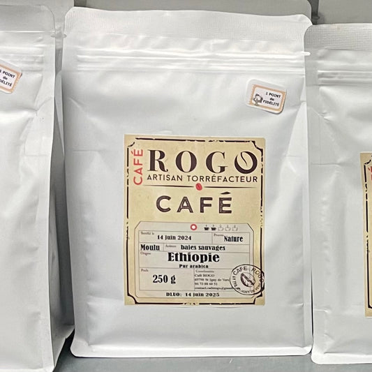 Café Pur Arabica - Grains - Éthiopie (fruits mûrs / sauvages) - 1kg