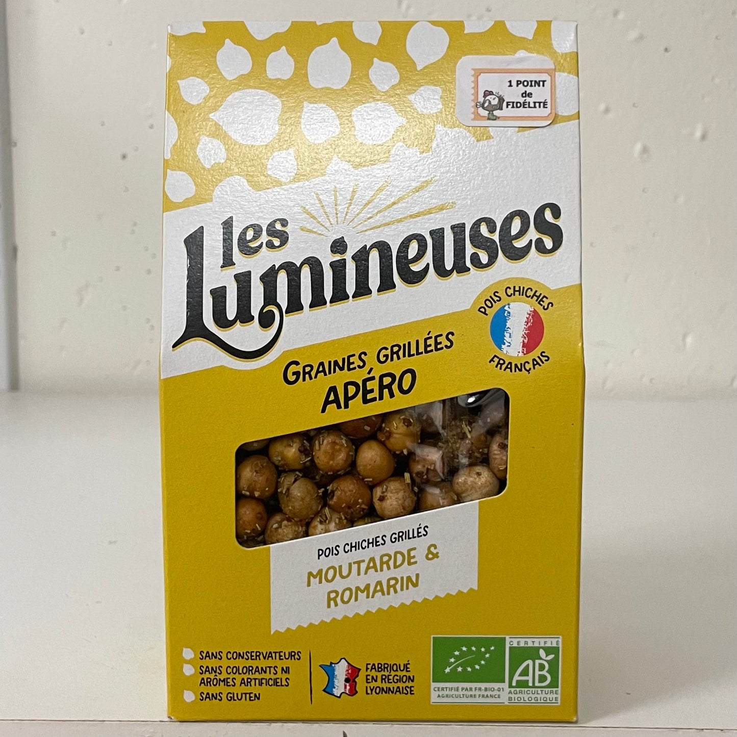 Légumineuses Grillées pour l'Apéritif - Pois Chiches Moutarde & romarin - 90g - Bio