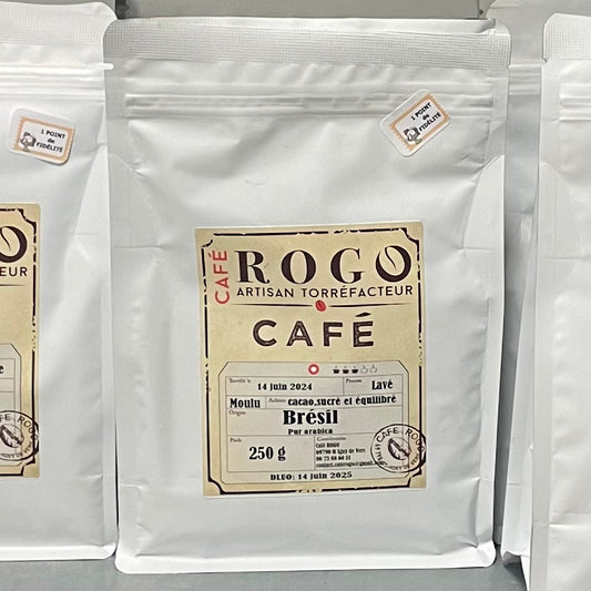 Café Pur Arabica - Grains - Brésil (chocolaté / sucré) - 1kg