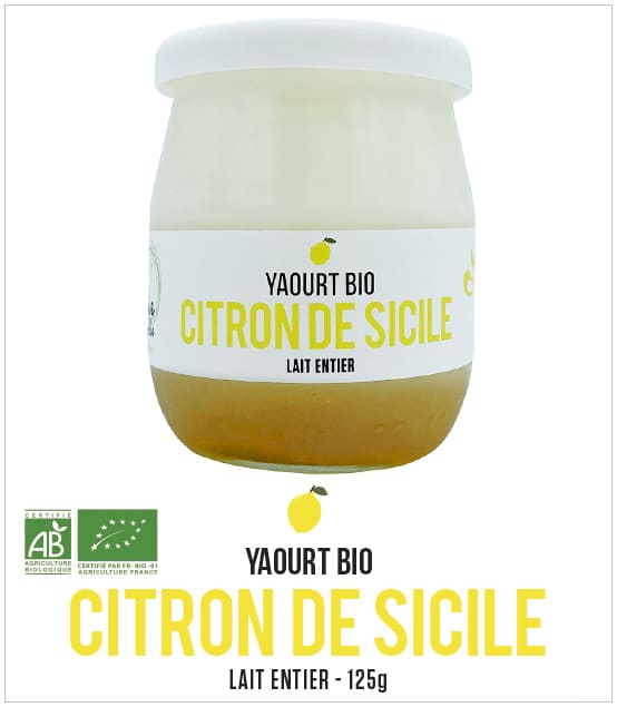Yaourt au Lait Entier (vache) - Citron de Sicile - Bio - 125g
