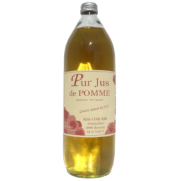 Bouteille 1 litre pur jus pomme Alain Coquard La Cerise Bleue Bessenay