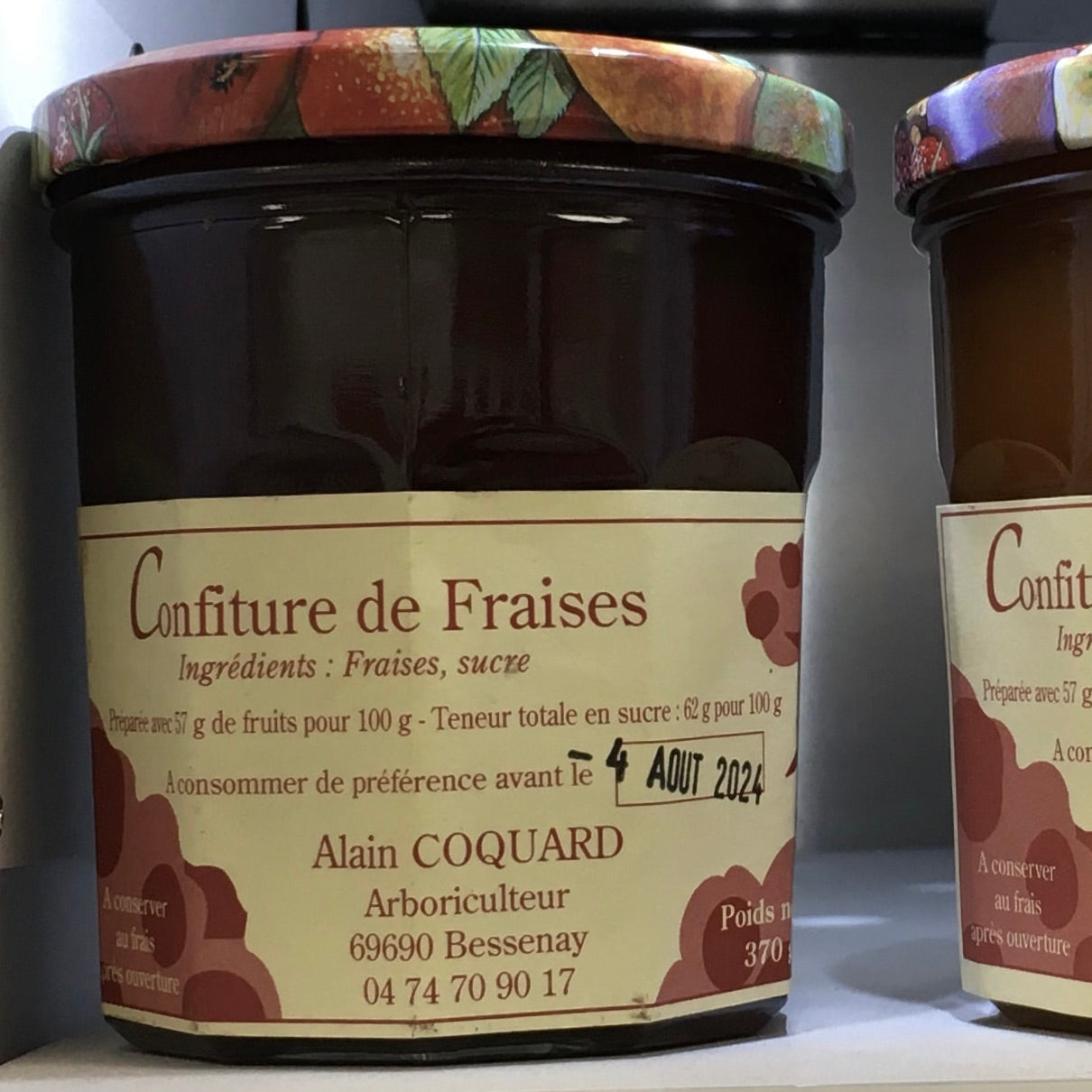 Pot 370g confiture fraises Alain Coquard La Cerise Bleue Bessenay