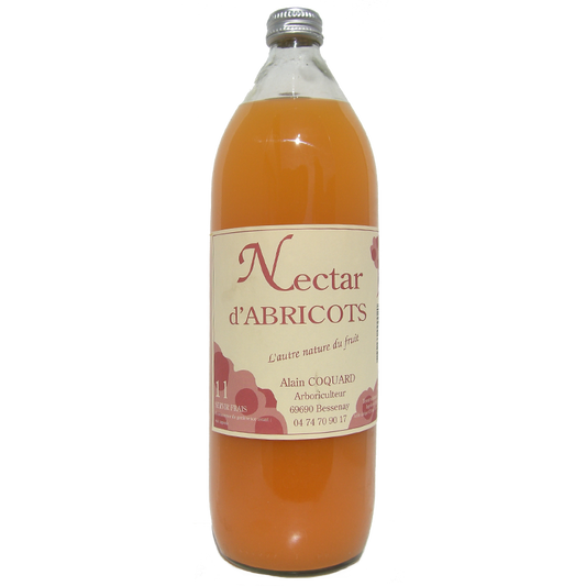 Bouteille 1 litre pur nectar abricots Alain Coquard La Cerise Bleue Bessenay